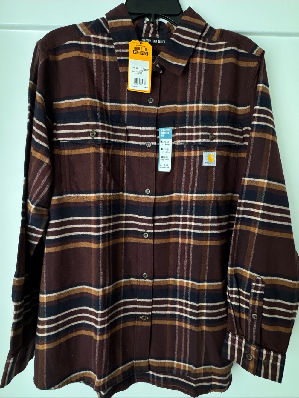 Carhartt Brown Plaid Hooded Shirt Jacket